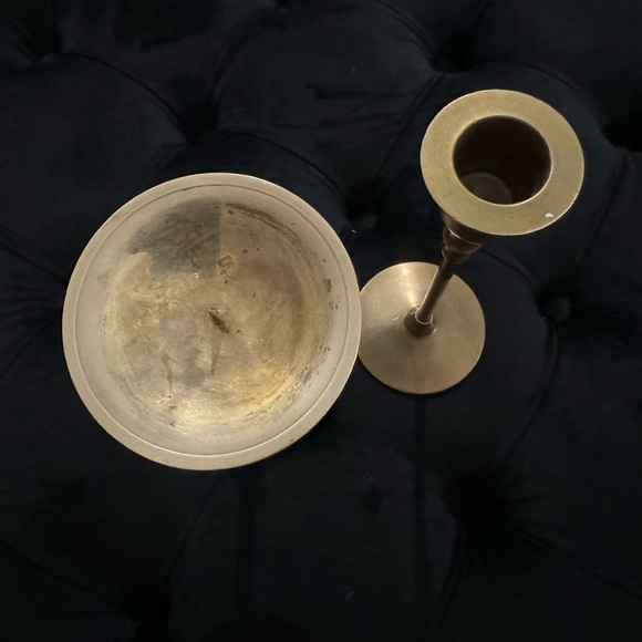 Vintage Brass Elegant Candle Holder Set Made in India MCM 80’s 90’s Short & Tall - Picture 7 of 13